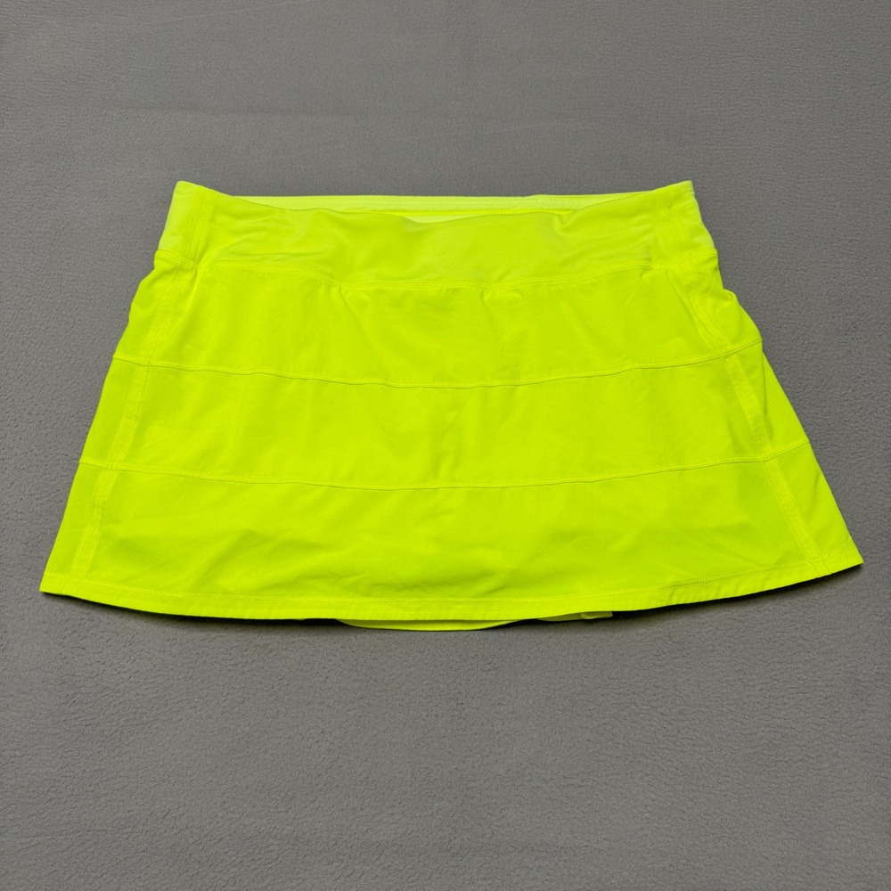 Lululemon Pace Rival Skirt Women 14 Neon Yellow Tennis Golf Athletic Running